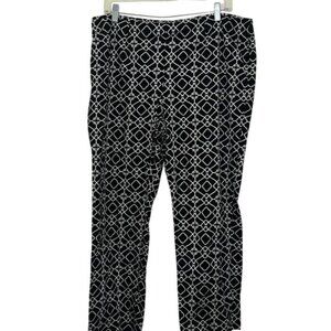 Charter Club Classic Fit Black & White Geometric Print Pants Size 16